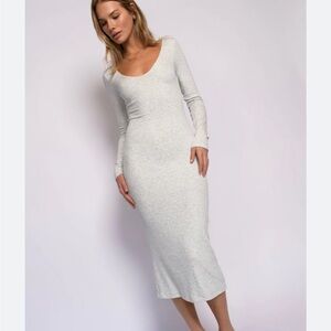 Skatie- Kelsey Long Sleeved Ribbed Heather Grey Dress